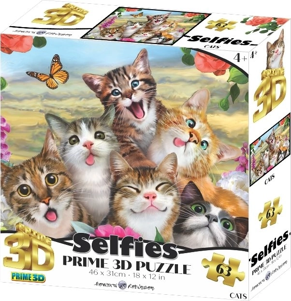 PRIME 3D Puzzle Kočičí Selfie 3D 63 dílků