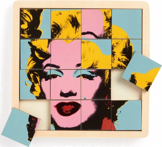 GALISON Posuvné dřevěné puzzle Andy Warhol: Marilyn 2v1 (16 dílků)