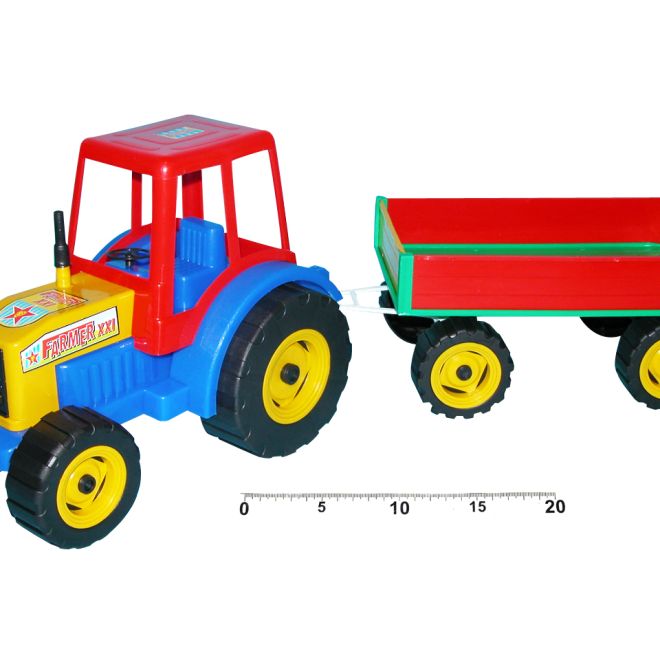 Pestrobarevný traktor s vlečkou 45 cm