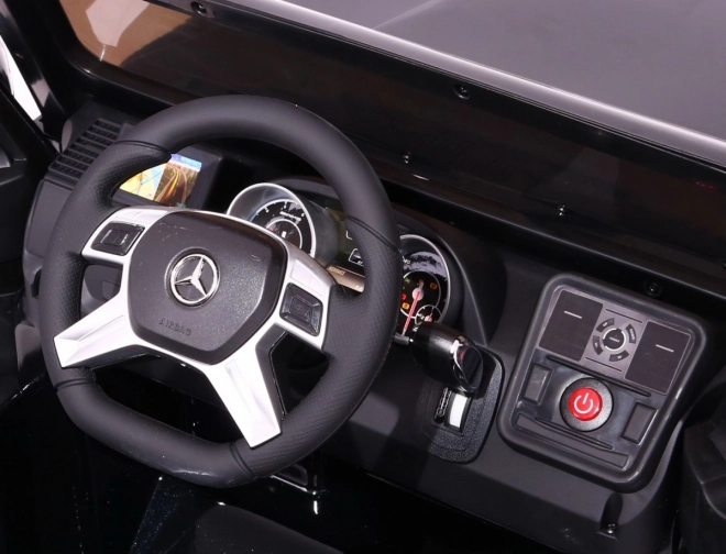 Autobaterie Mercedes AMG G65 pro děti Bílá + Lakovaná + Zavazadlový prostor + Světla Zvuky