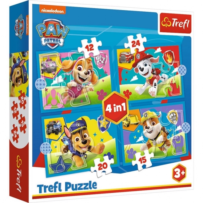 Puzzle 4v1 Běžící psi Psí hlídky (Tlapková patrola)