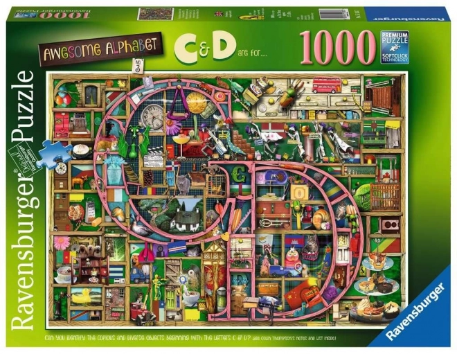 RAVENSBURGER Puzzle Úžasná abeceda - písmeno C a D 1000 dílků