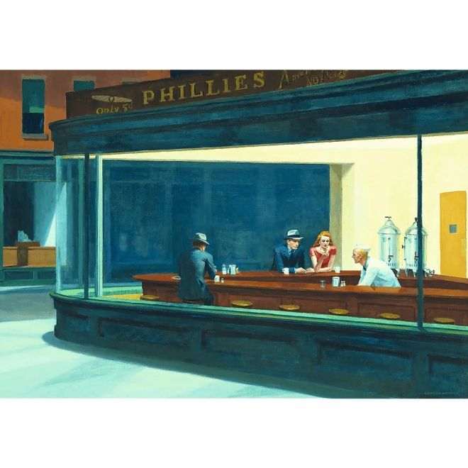 Hádanky 1000 prvků Umělecká sbírka Noc Značka Edward Hopper
