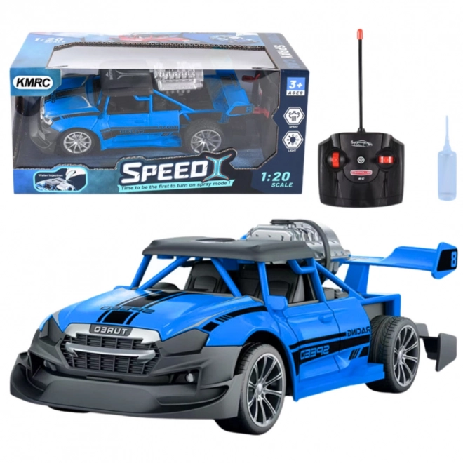 Zrachlenný automobil s efektem kouře RC v modré barvě