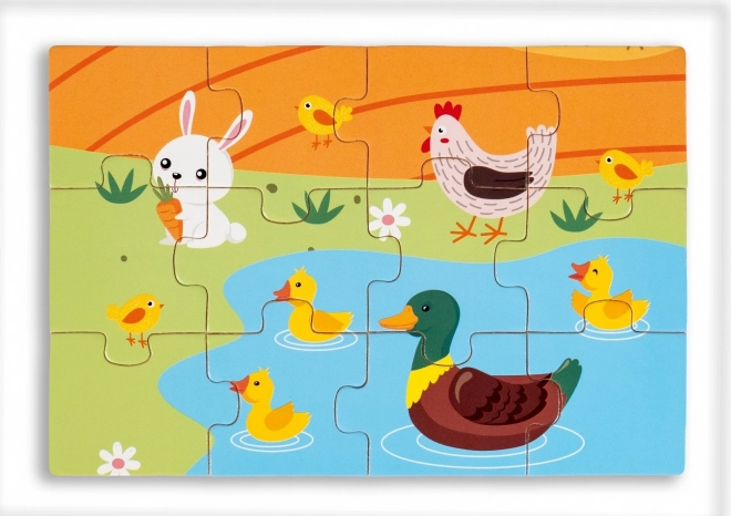 Dřevěné puzzle - život na vesnici