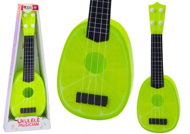 Dětské ukulele Mini kytara 4 struny Ovocná limetkově zelená 15"