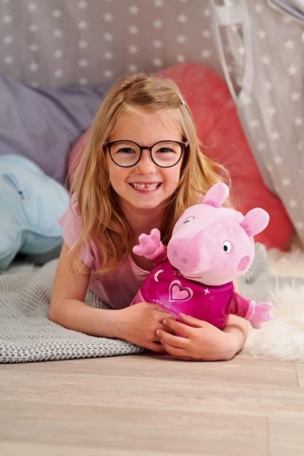 Peppa Pig 2v1 plyšový usínáček, hrající + světlo, růžový, 25 cm