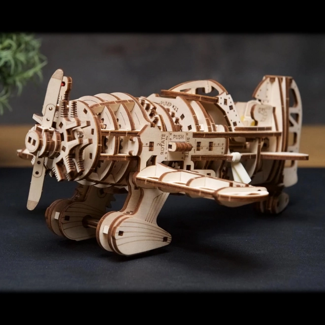 Ugears 3D dřevěné mechanické puzzle Letadlo Mad Hornet