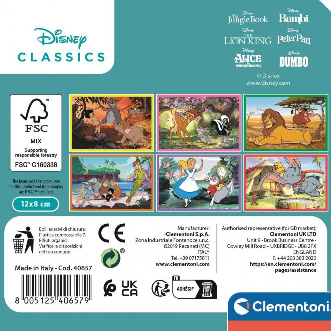 CLEMENTONI Obrázkové kostky Disney klasika, 6 kostek