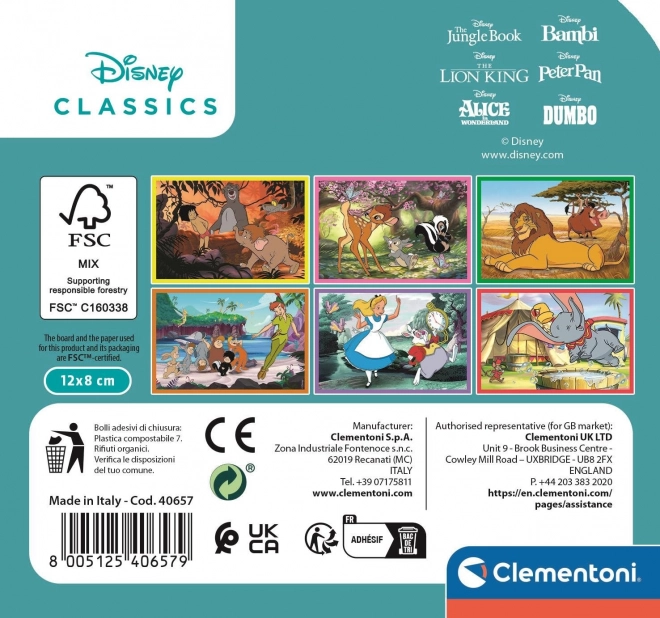 CLEMENTONI Obrázkové kostky Disney klasika, 6 kostek