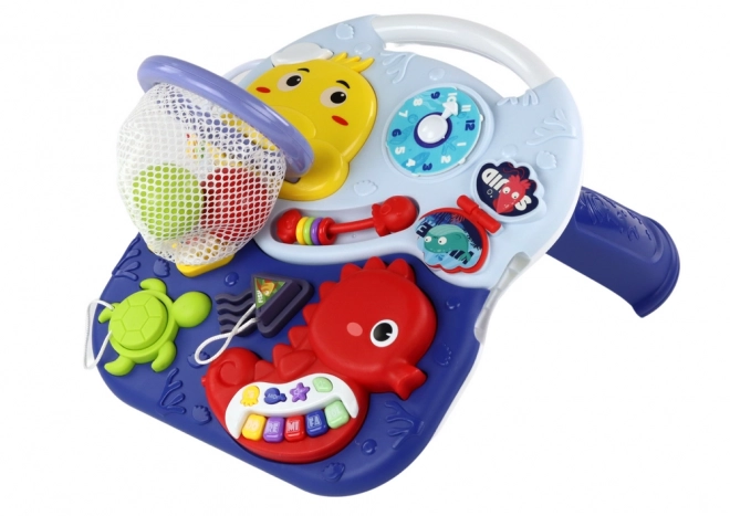 Naučný stůl 2v1 Mořská zvířata Piano Clock Basket Balls