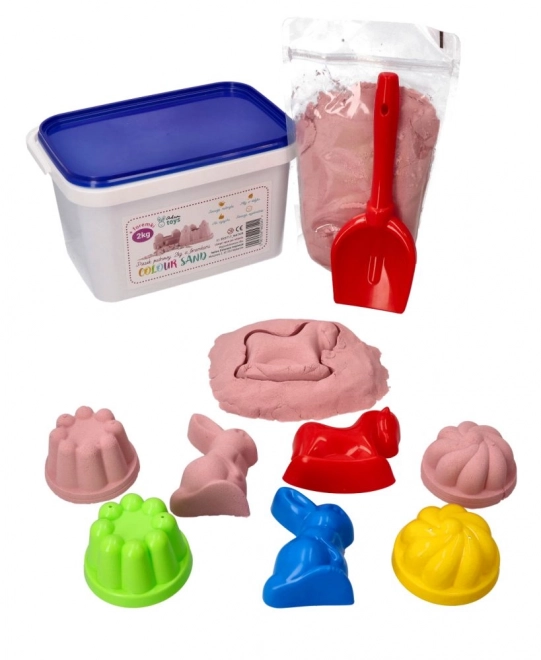 ADAM TOYS Kinetický písek růžový 2 kg + formičky a lopatka