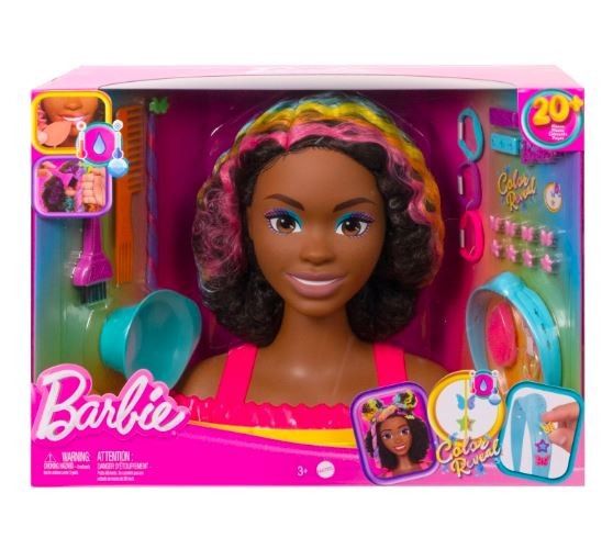 Barbie stylingová hlava Neonové duhové kudrnaté vlasy