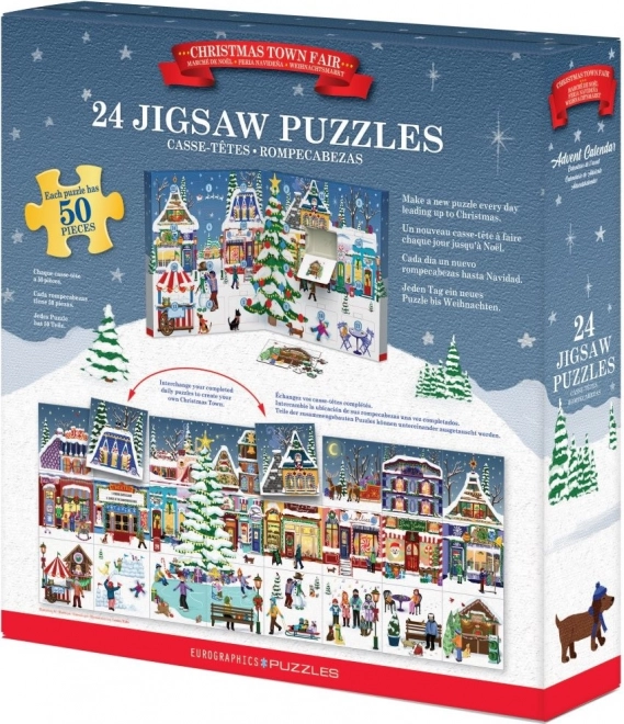 EUROGRAPHICS Puzzle Adventní kalendář: Vánoční jarmark 24x50 dílků