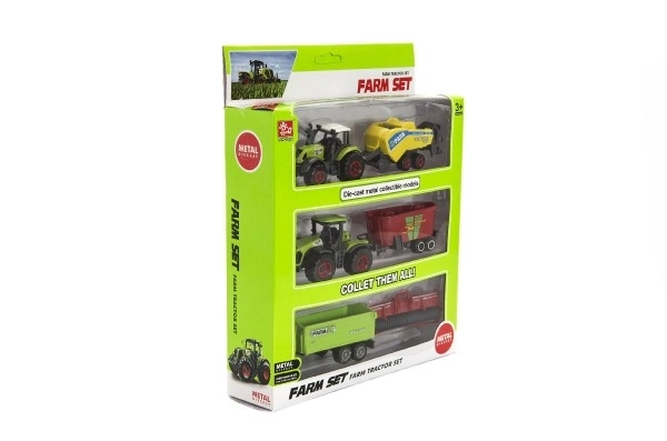 Sada farma zemědělské stroje 6ks plast/kov asst 4 druhy v krabici 21x27x5,5cm