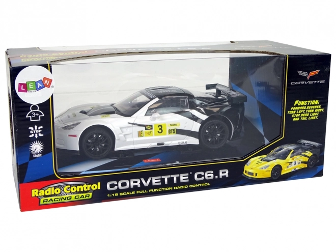 Závodní sportovní auto R/C 1:18 Corvette C6.R White 2.4 G Lights