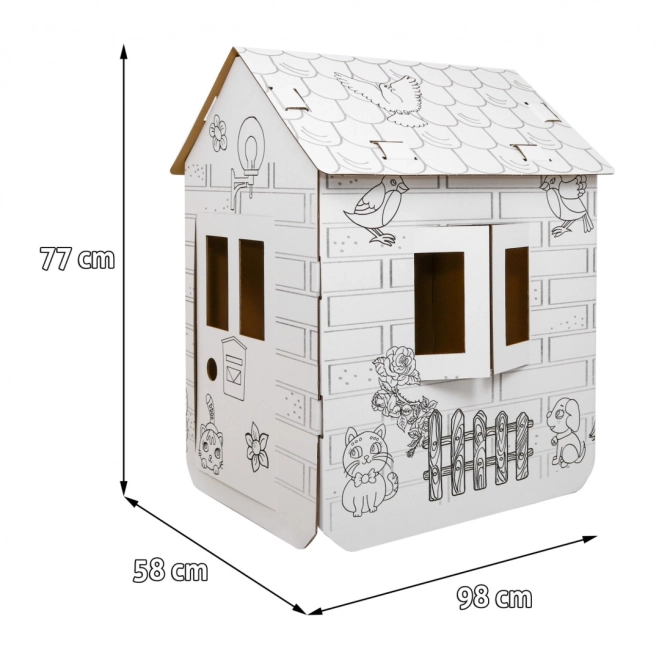 3D Kartonový dům XXL na malování pro děti – s koníky