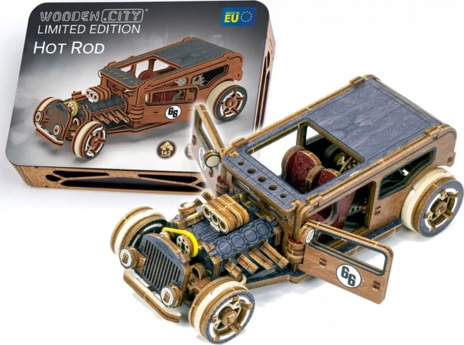 WOODEN CITY 3D puzzle Automobil Hot Rod Limitovaná edice 142 dílů