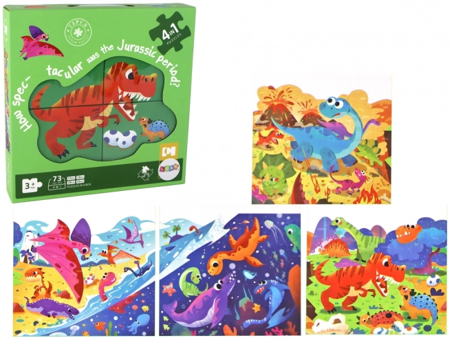 Puzzle Svět dinosaurů 4v1 Dinosauři - 73 dílků