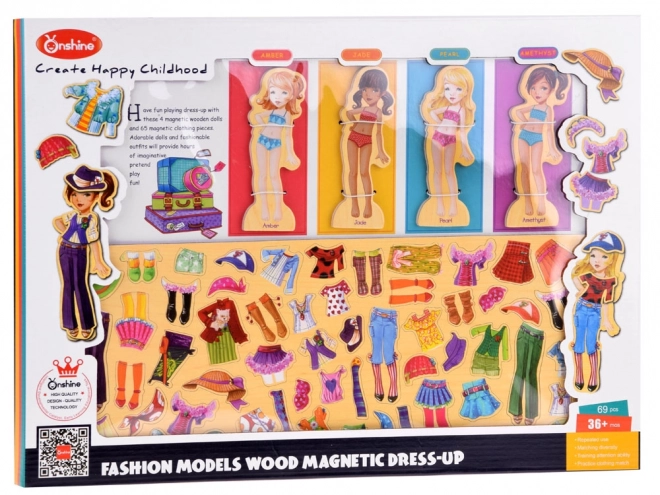 Dřevěné magnetické puzzle móda u modelky