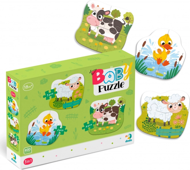 DODO Baby puzzle Zvířátka ze statku 3v1 (2,3,4 dílků)