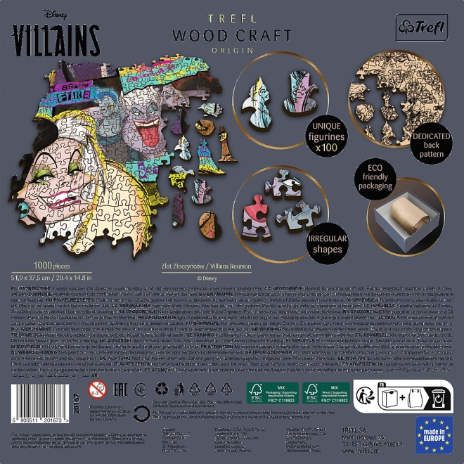 TREFL Wood Craft Origin puzzle Disney: Setkání záporáků 1000 dílků