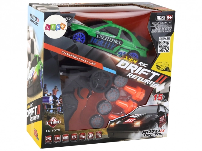 Dálkově ovládané sportovní auto R/C 1:24 Zelená vyměnitelná kola