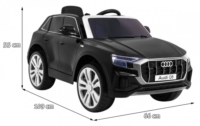 Audi Q8 Zvedák na baterii pro děti černý + dálkové ovládání + EVA + pomalý start + MP3 USB + LED dioda