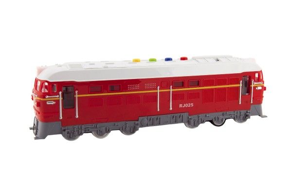 Lokomotiva/Vlak plast 35cm na baterie se zvukem se světlem v krabičce 41x16x12cm – Červená