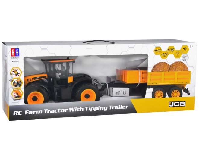 JCB Traktor s dálkově ovládaným přívěsem kipes Double E 1:16 RC0670