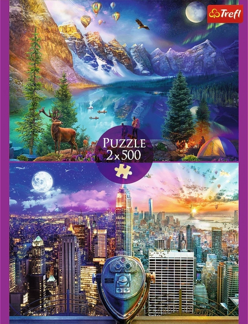 Puzzle Wycieczka po Americe 2x500 dílků