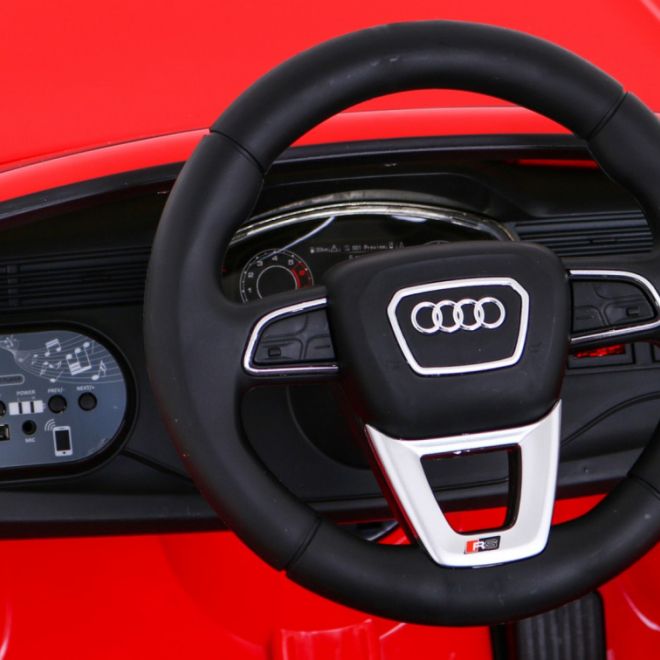 Audi RS Q8 Autobaterie červená + dálkové ovládání + pomalý start + EVA + LED + MP3 USB