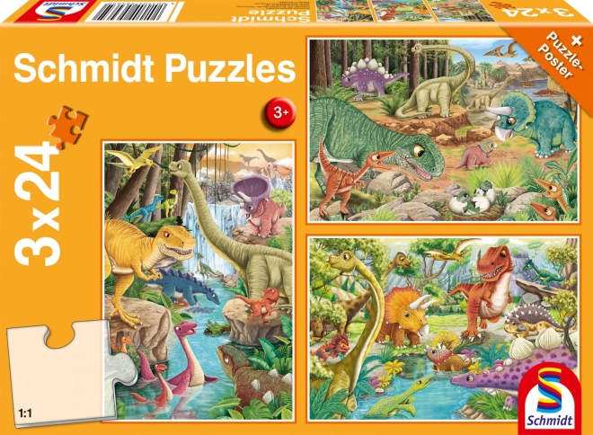 SCHMIDT Puzzle Dinosauři 3x24 dílků