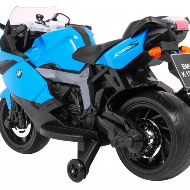 BMW K1300S Dětský motocykl na baterie Modrá + asistenční kolečka + zvuky Světla + pomalý start