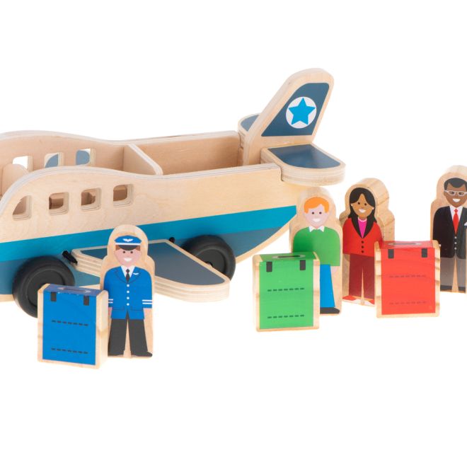 Dřevěné letadlo s figurkami