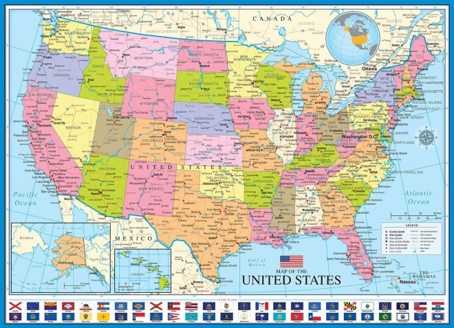 EUROGRAPHICS Puzzle Politická mapa USA 1000 dílků