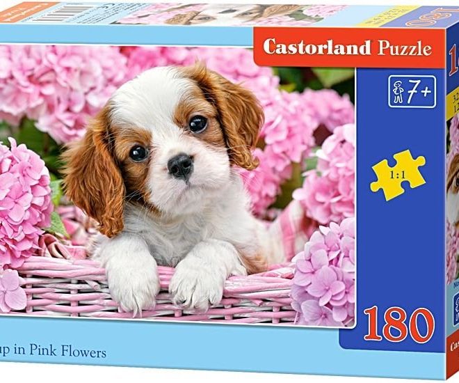 CASTORLAND Puzzle Štěňátko v růžových květinách 180 dílků