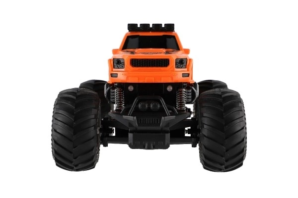 Auto RC pick up Off road terénní plast 23cm 2,4GHZ na baterie se světlem oranžový v krab. 30x15x19cm