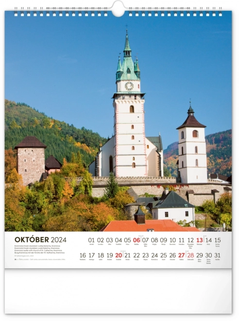 Nástenný kalendár Pamätihodnosti Slovenska 2024, 30 × 34 cm