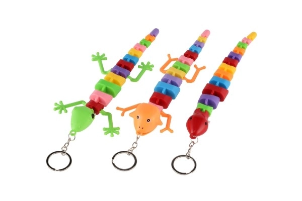 Přívěšek ještěrka/had/chameleon plast 28cm na baterie se světlem mix barev