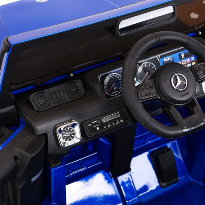 Mercedes AMG G63 pro děti Modrá barva + dálkové ovládání + MP3 LED + pomalý start + EVA + pásy