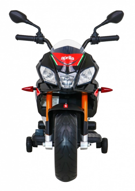 Aprilia Tuono V4 Dětský motocykl na baterie černý + panel MP3 + asistenční kolečka + pomalý start