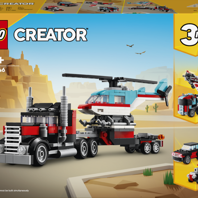 LEGO® Creator 3 v 1 31146 Náklaďák s plochou korbou a helikoptéra