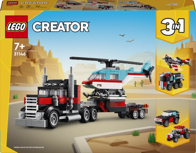 LEGO® Creator 3 v 1 31146 Náklaďák s plochou korbou a helikoptéra