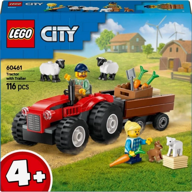 LEGO City Cervený traktor s přívěsem a ovcí