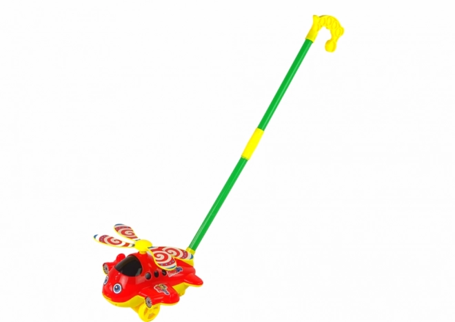 Jolly Plane Pusher Stick Bell Red