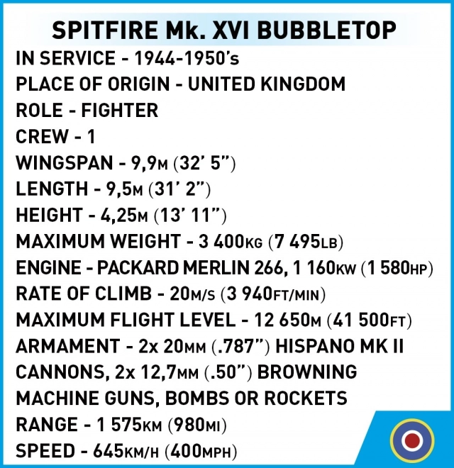 Bubbletop Spitfire Mk. XVI cihly