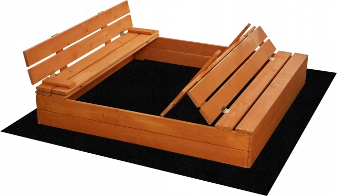 SAND TROPIC Dřevěné pískoviště s lavičkami a příslušenstvím 100x100cm (impregnované)