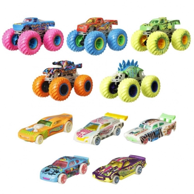 Hot Wheels monster trucky svítící ve tmě 10 ks