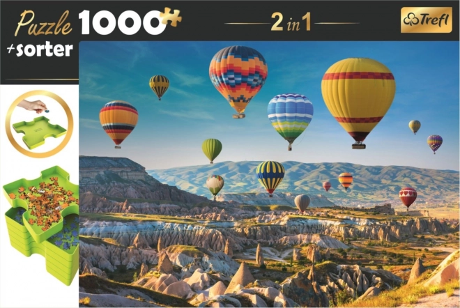 TREFL Puzzle s třídičem 2v1 Balóny nad Kapadokií 1000 dílků